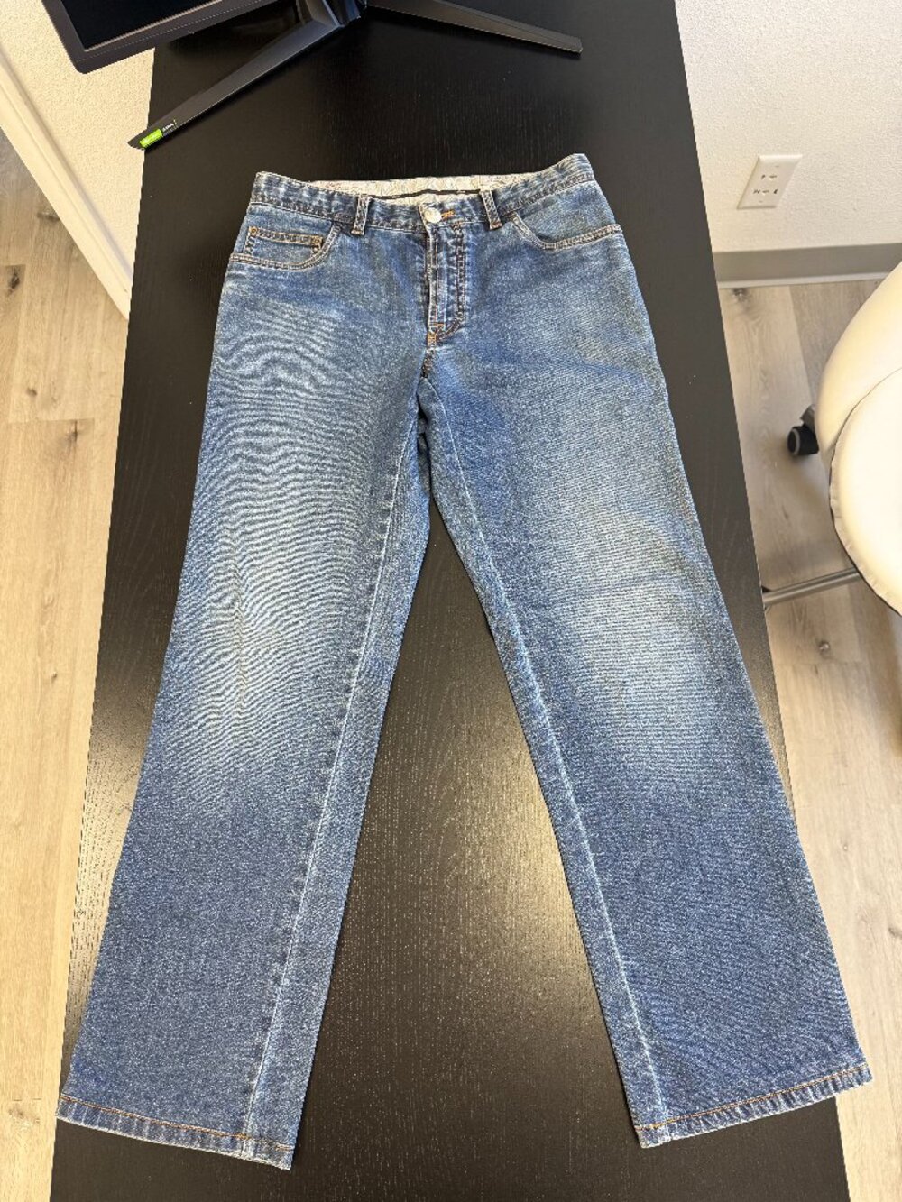 Brioni Stelvio Jeans Mens 32R Blue Used Wash Straight Leg Luxury Italian Denim